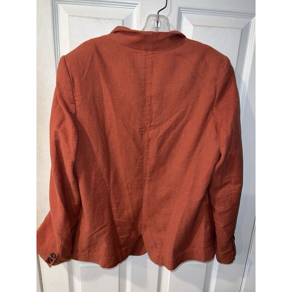 Pendleton Blazer Womens 14 Linen Blend Orange Preppy Corpcore Minimalist Jacket - Picture 7 of 8